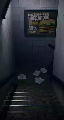 Realistic descent down the stairs in the subway