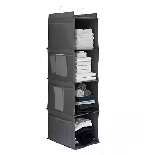 Hanging closet organizer with the items