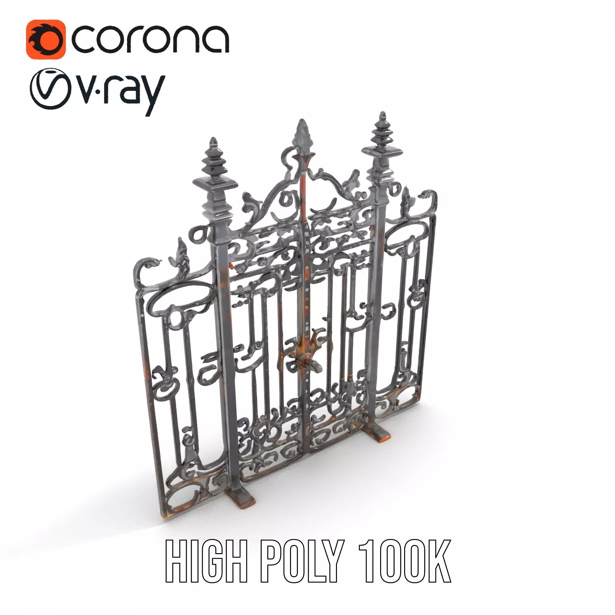 Elegant Iron Gate model pack Low-poly 3D model_17