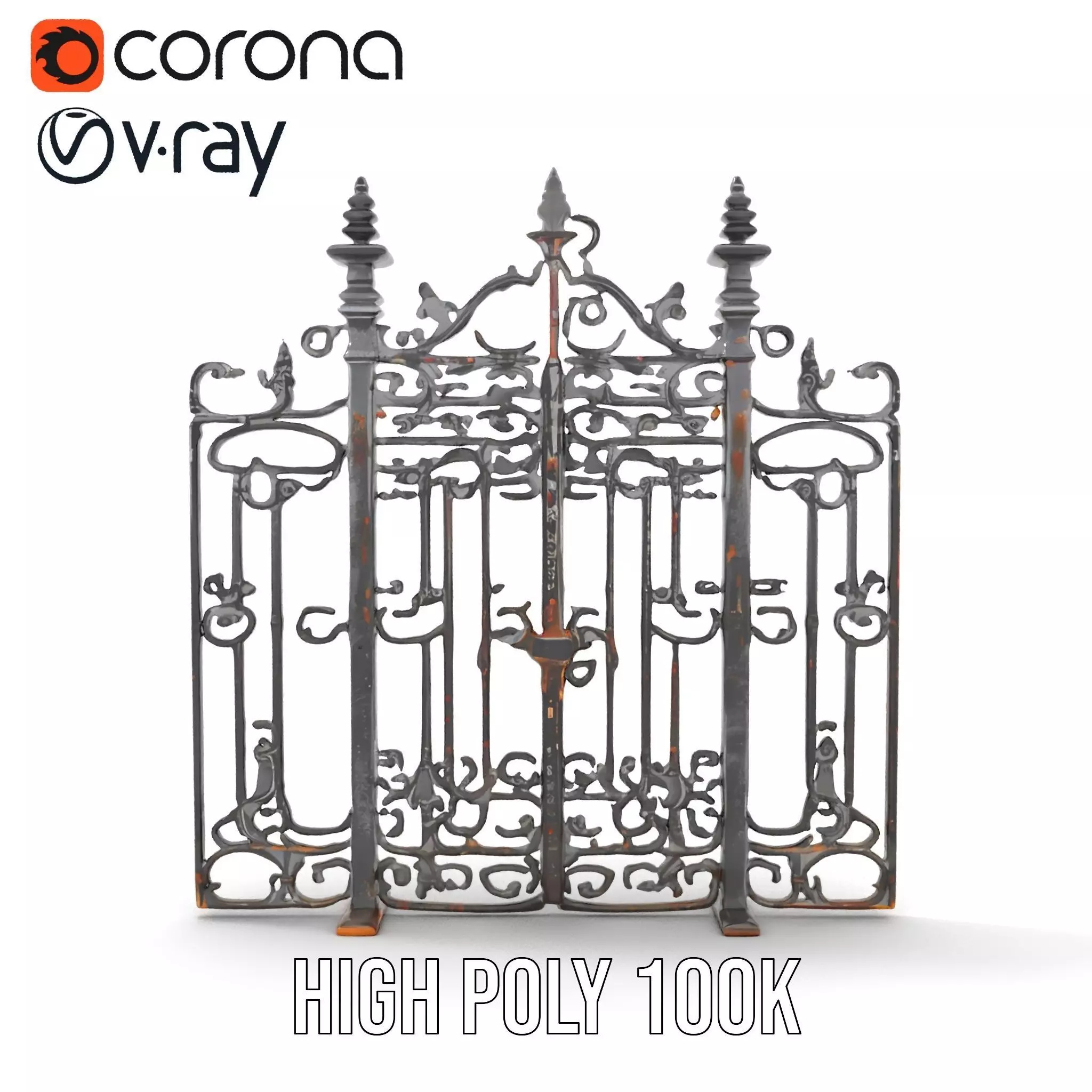Elegant Iron Gate model pack Low-poly 3D model_19