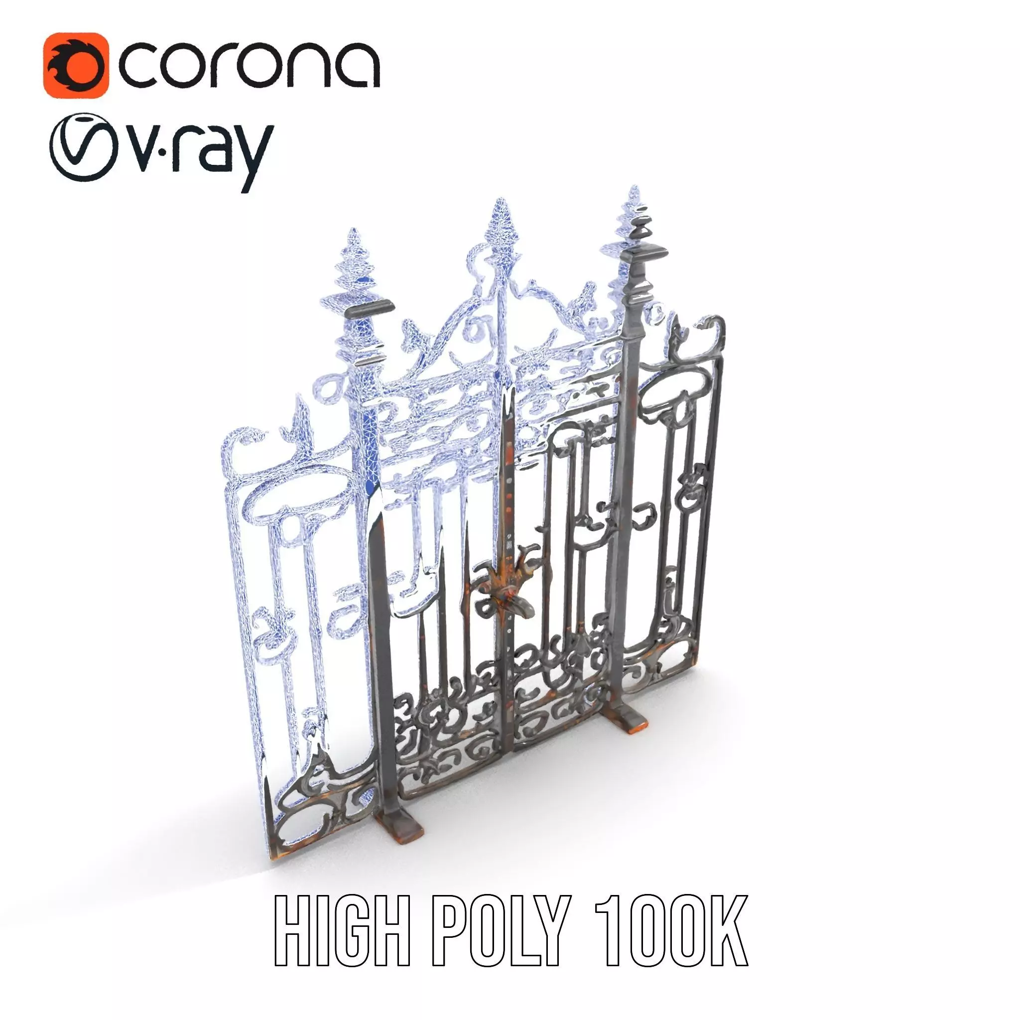 Elegant Iron Gate model pack Low-poly 3D model_13