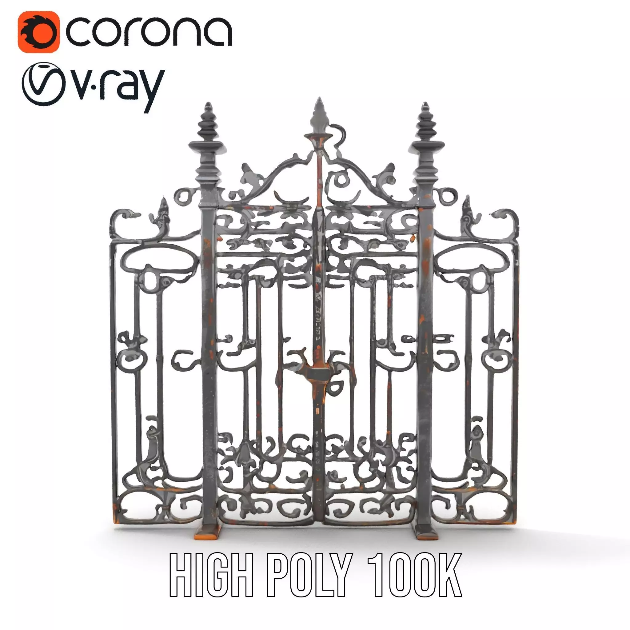 Elegant Iron Gate model pack Low-poly 3D model_8