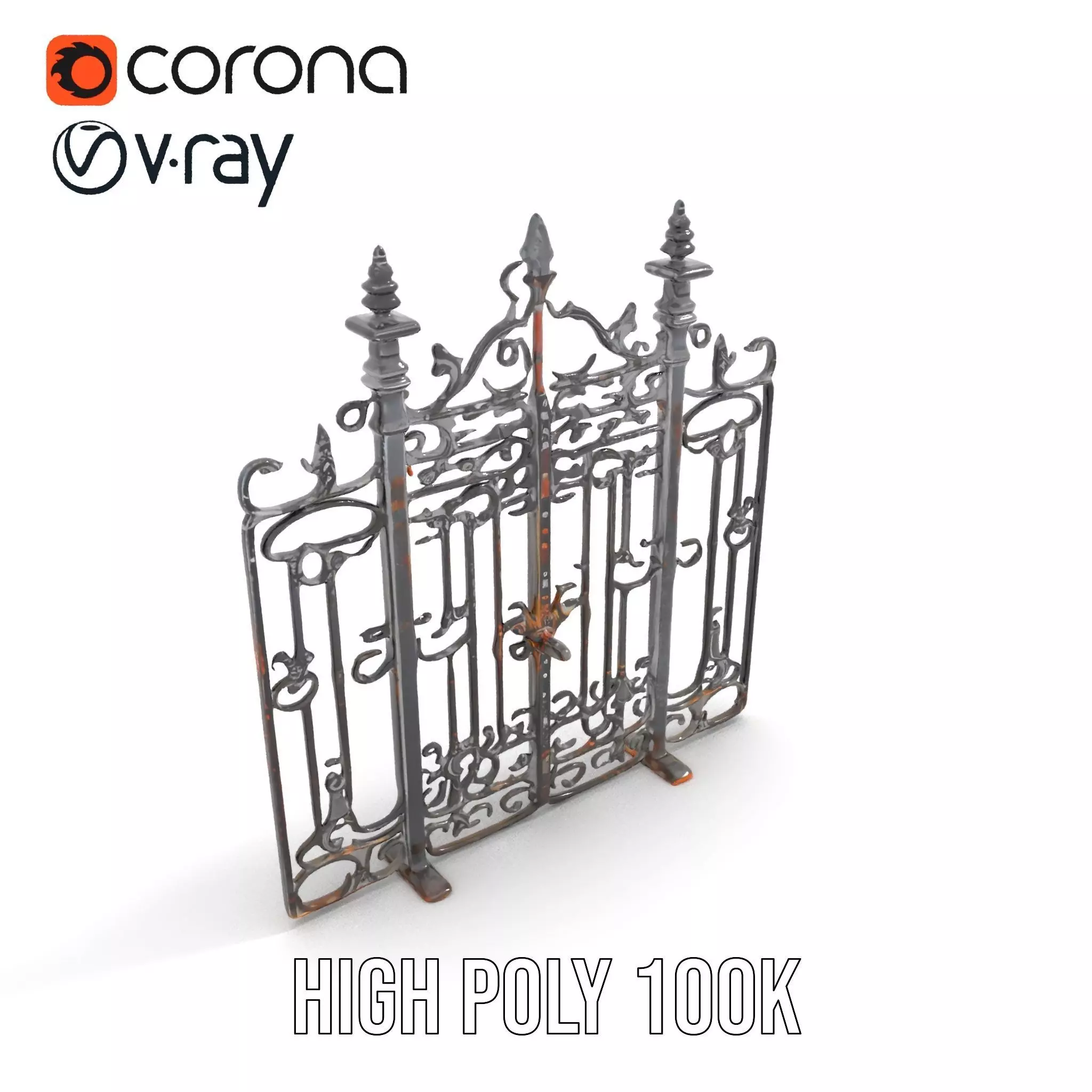 Elegant Iron Gate model pack Low-poly 3D model_14
