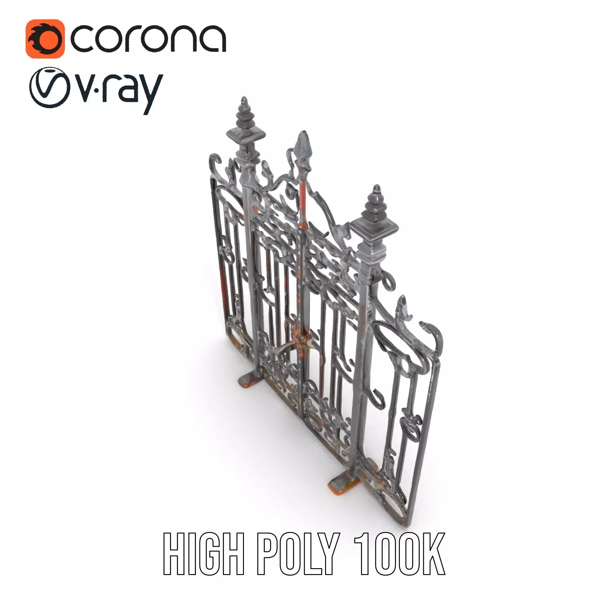 Elegant Iron Gate model pack Low-poly 3D model_24