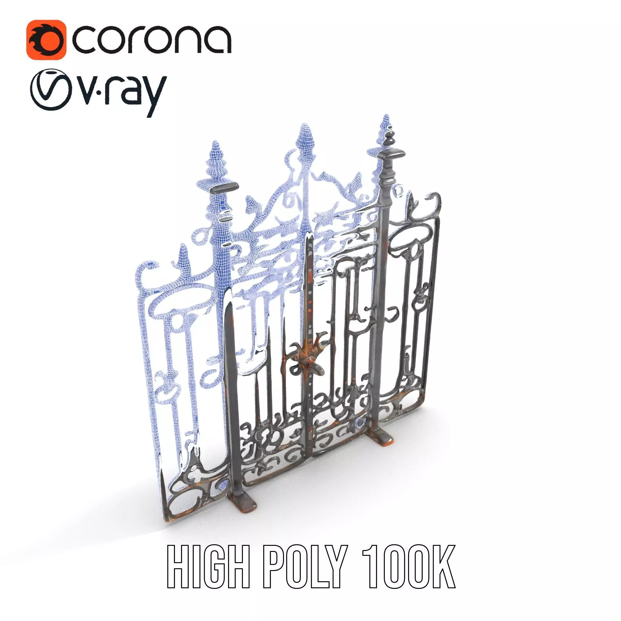 Elegant Iron Gate model pack Low-poly 3D model_34