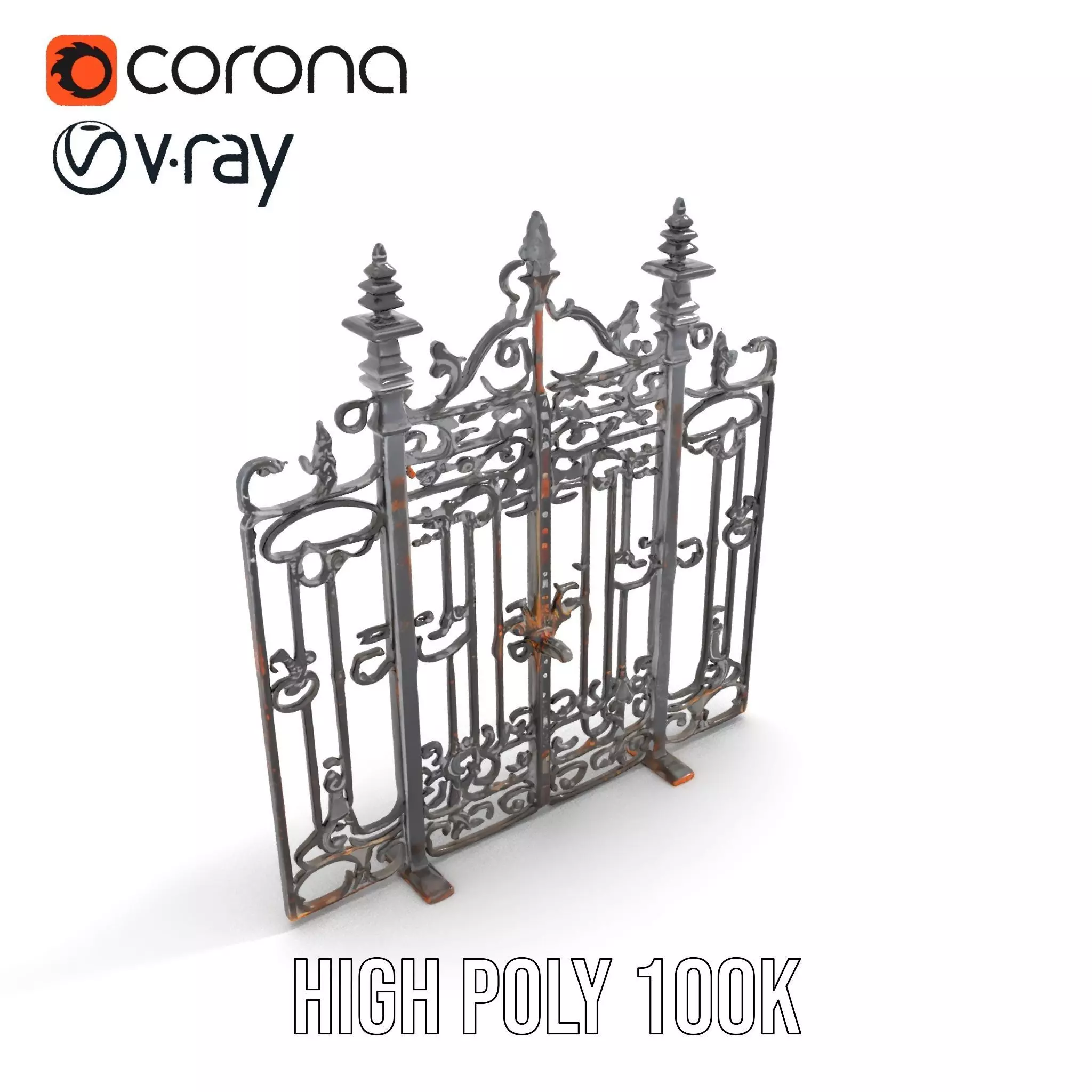 Elegant Iron Gate model pack Low-poly 3D model_18