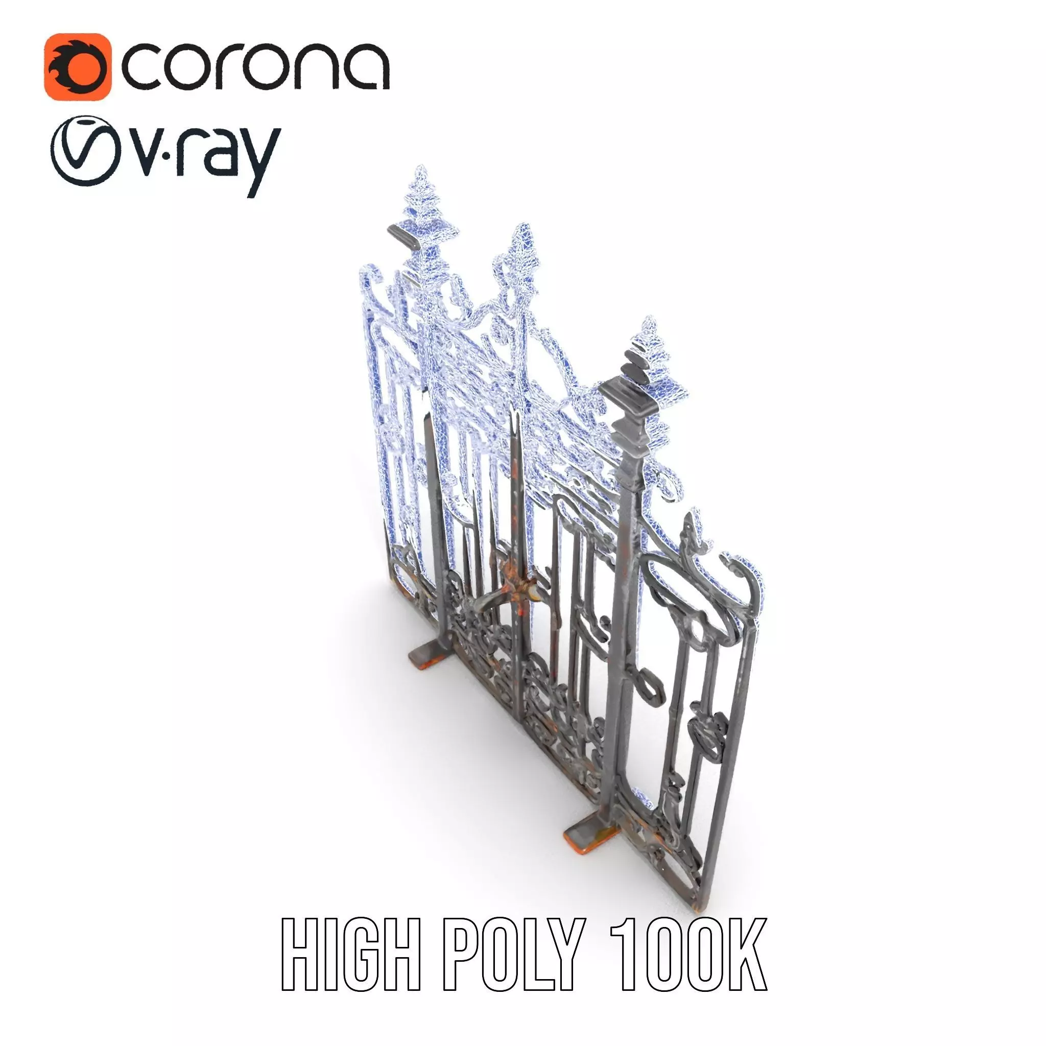 Elegant Iron Gate model pack Low-poly 3D model_23