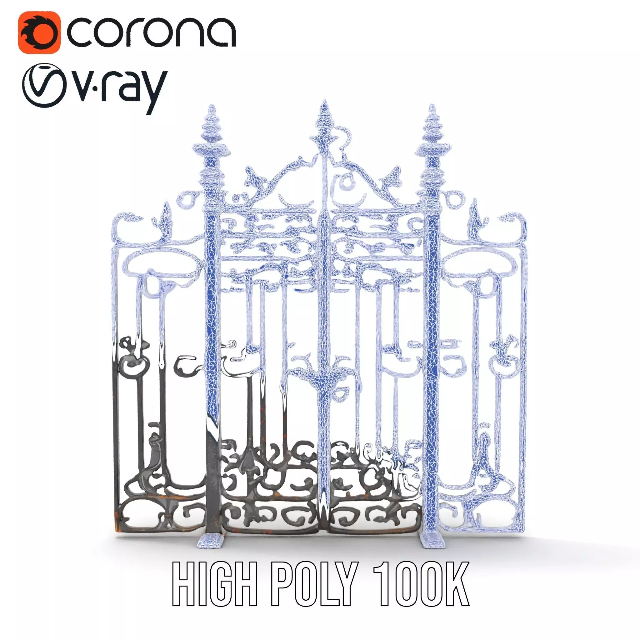 Elegant Iron Gate model pack Low-poly 3D model_27
