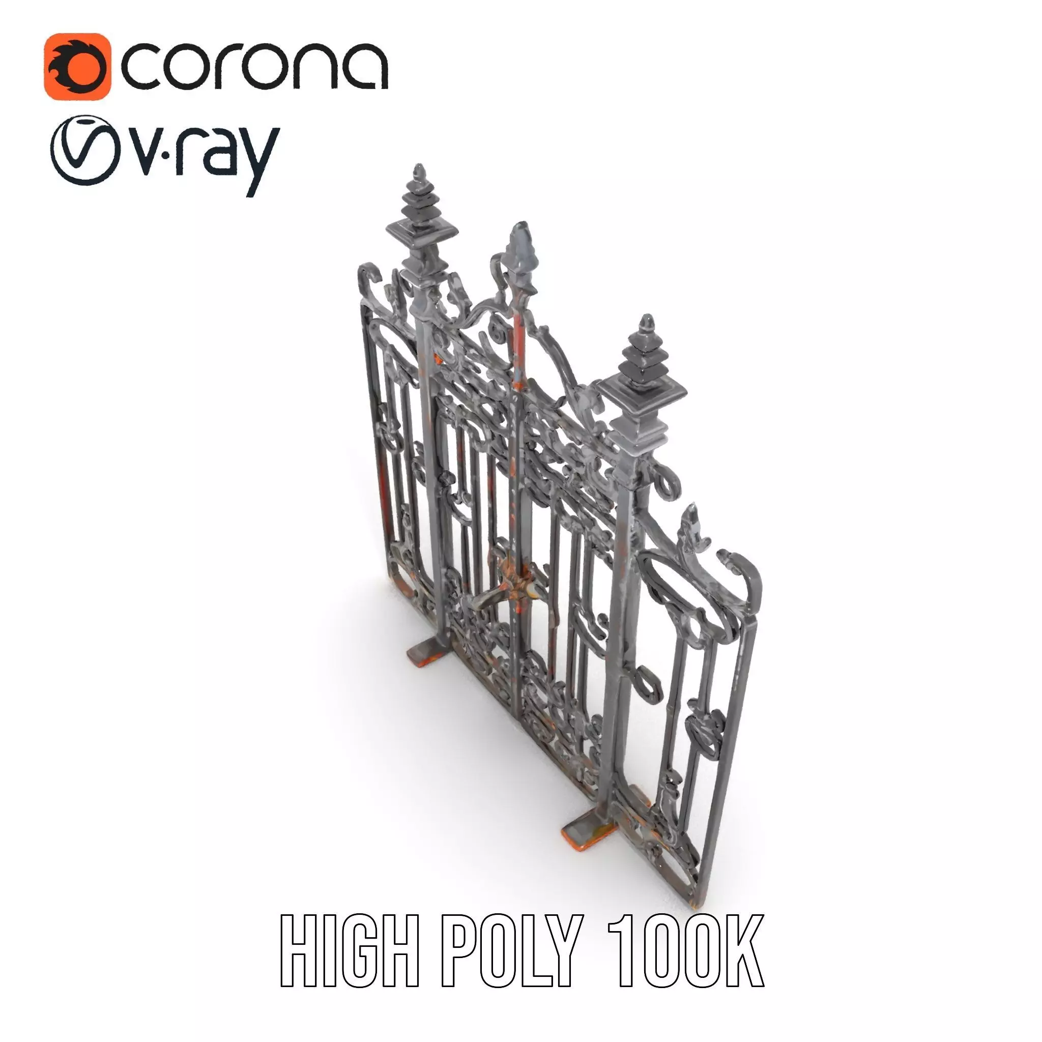 Elegant Iron Gate model pack Low-poly 3D model_26