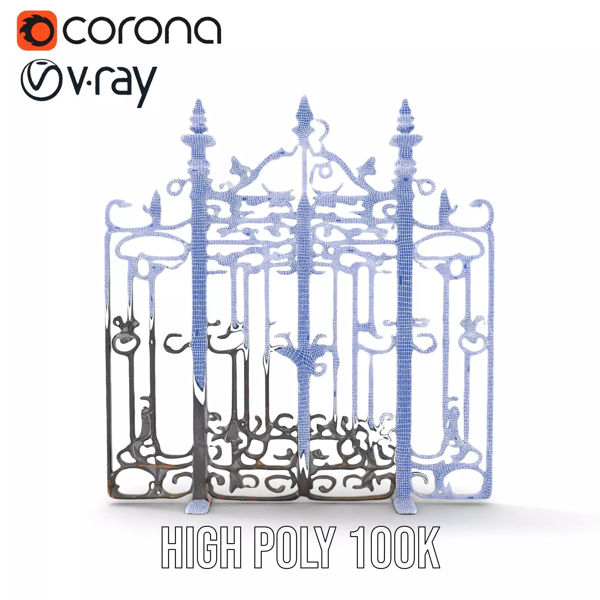 Elegant Iron Gate model pack Low-poly 3D model_29