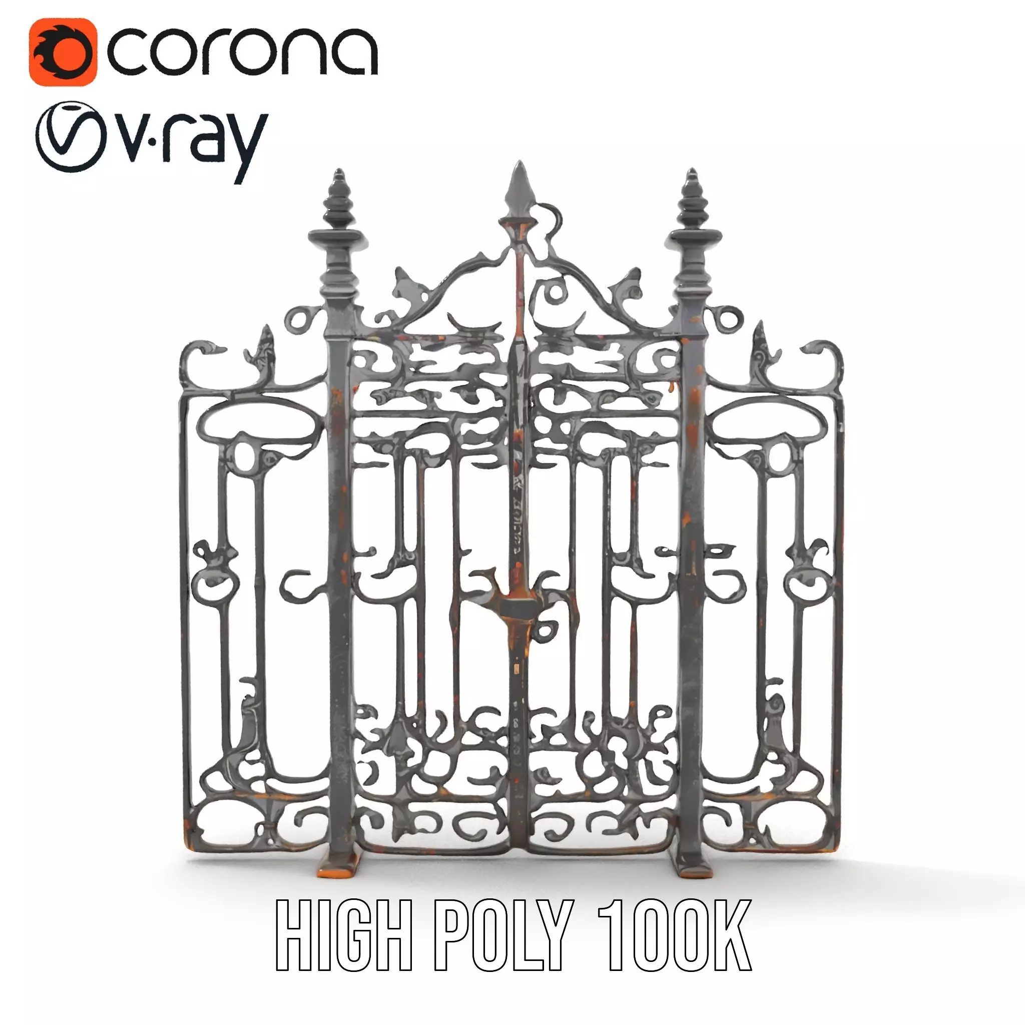 Elegant Iron Gate model pack Low-poly 3D model_33