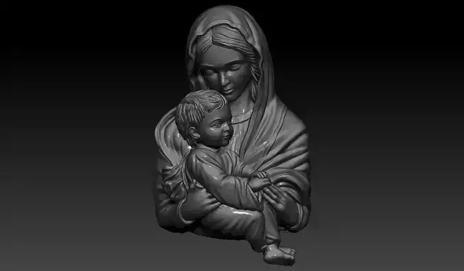 Mother and Child  3D Printable Pendant
