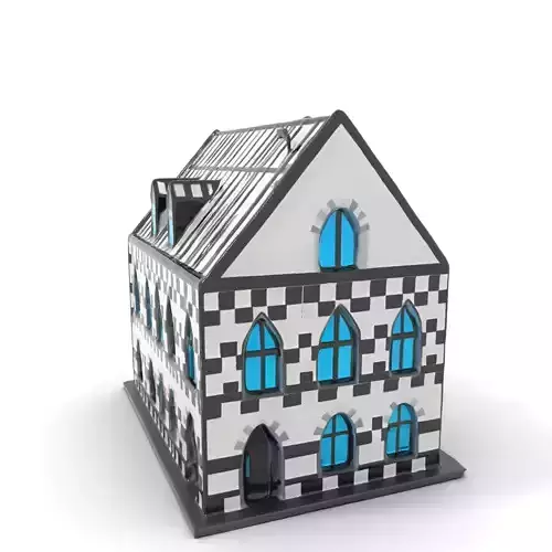 Checkerboard Gothic Building model pack Low-poly 3D model
