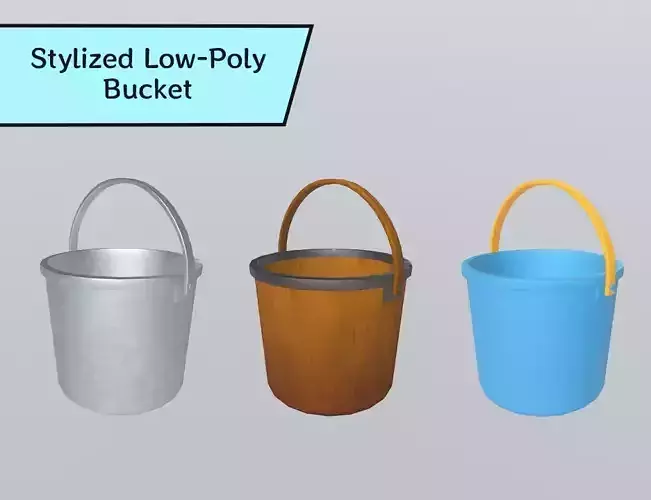 Stylized Low-Poly Bucket Low-poly 3D model