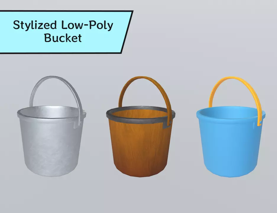 Stylized Low-Poly Bucket Low-poly 3D model_0