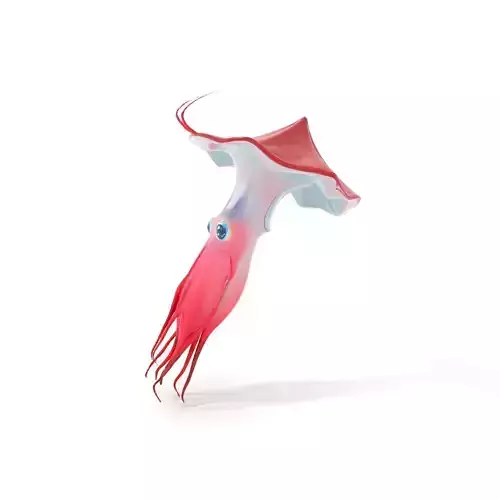 Whimsical Red Squid model pack Low-poly 3D model