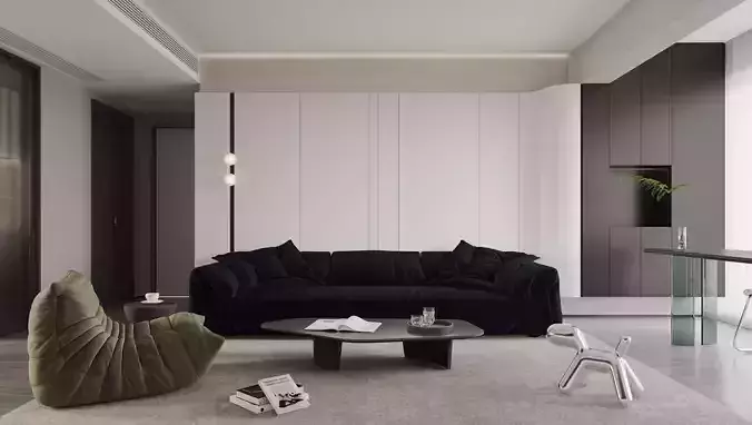 Modern living room dining room interior scenes 496