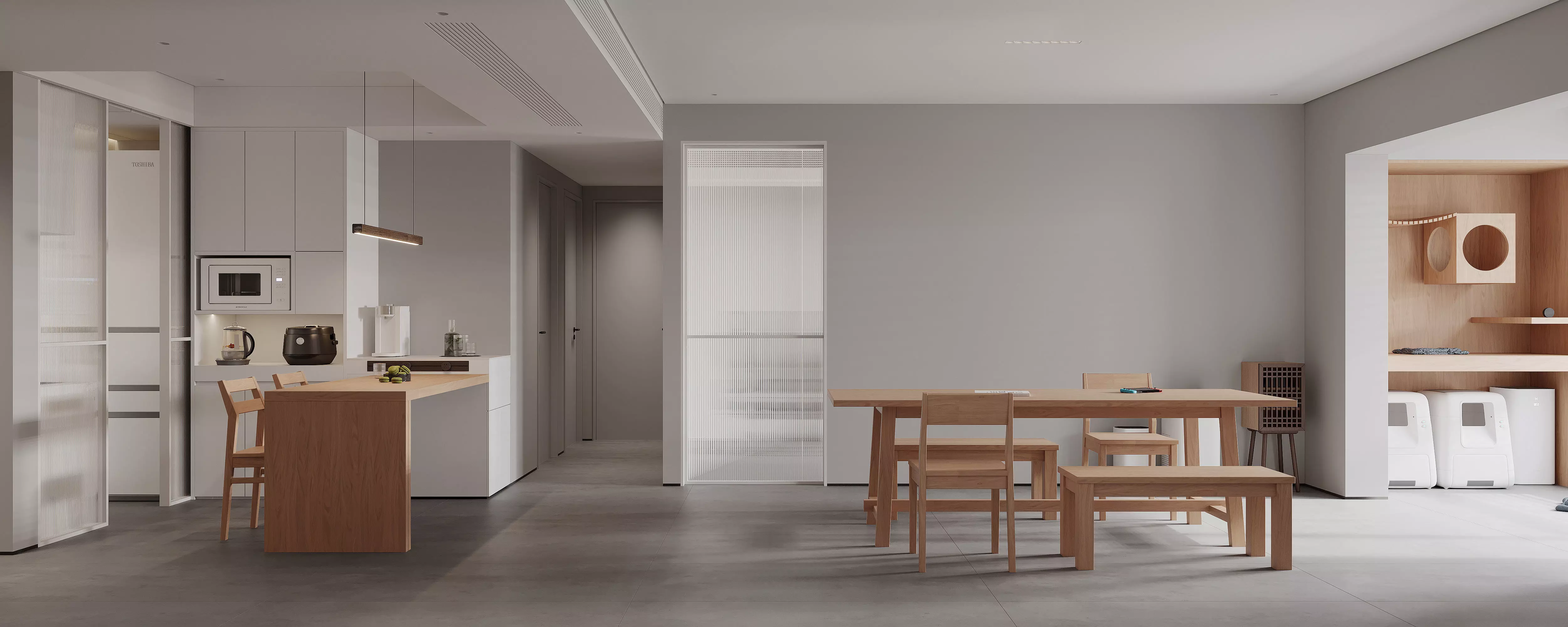 Modern  dining room interior scenes  3D model_1