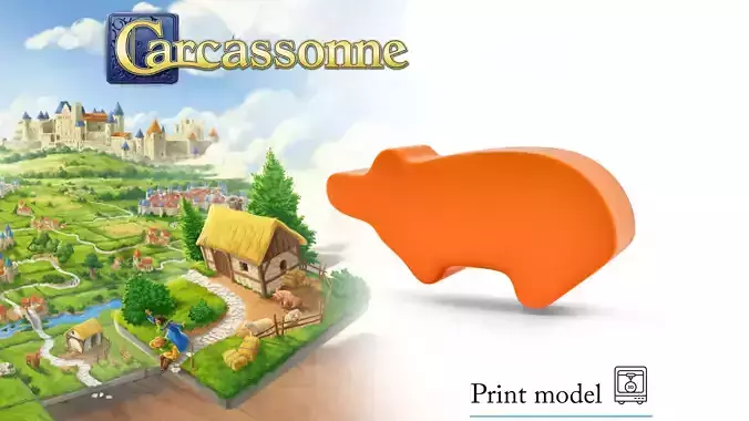 Carcassonne PIG Meeple Token Upgrade 3D Print Model 3D print model Carcassonne PIG Meeple Token Upgrade 3D Print Model 3D print model