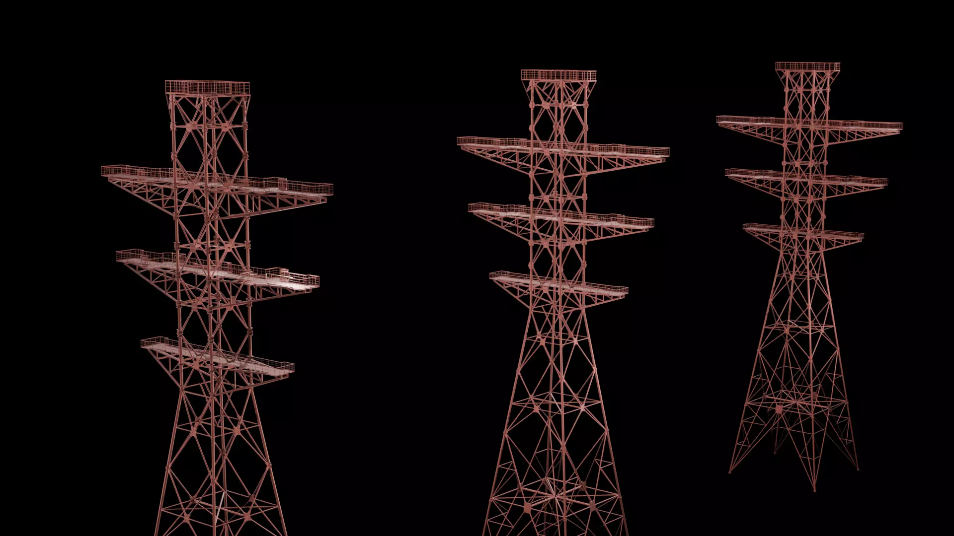 Electric Power Transmission Tower 3D model_3