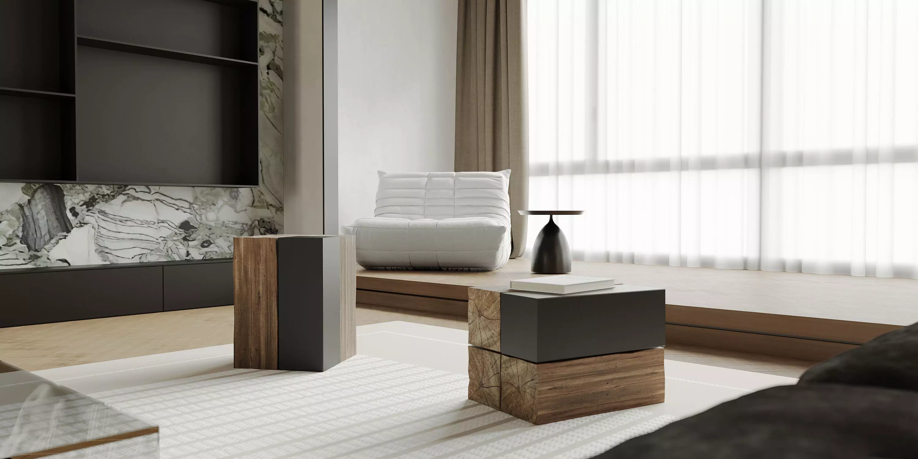 Modern living room dining room interior scenes 499 3D model_2