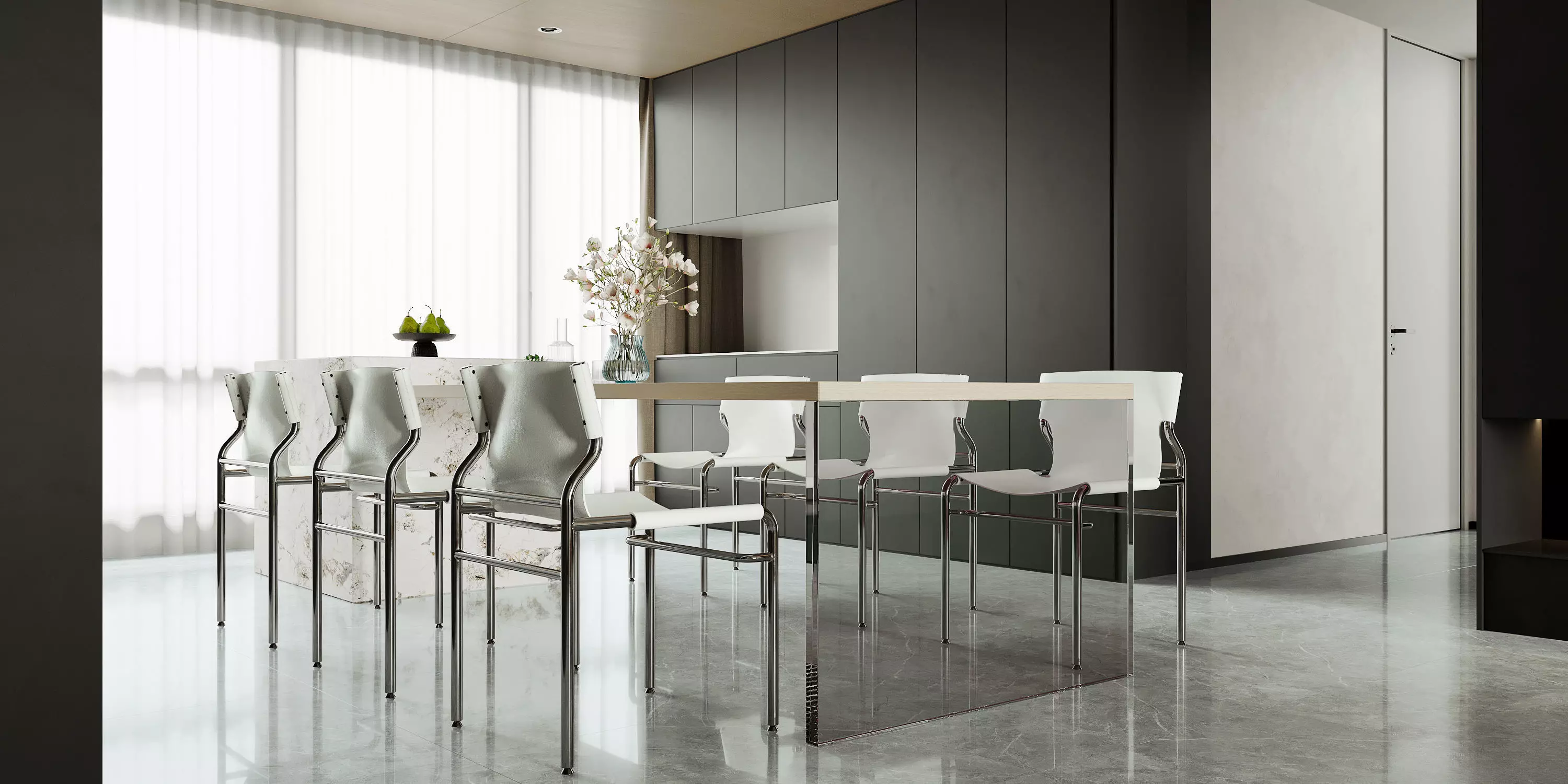 Modern living room dining room interior scenes 499 3D model_3