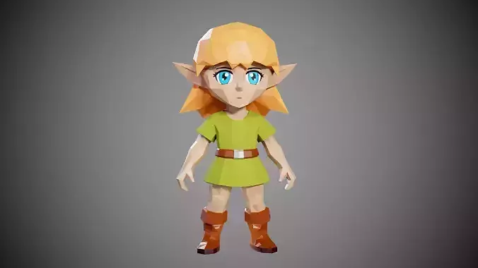 Elf girl lowpoly Low-poly 3D model