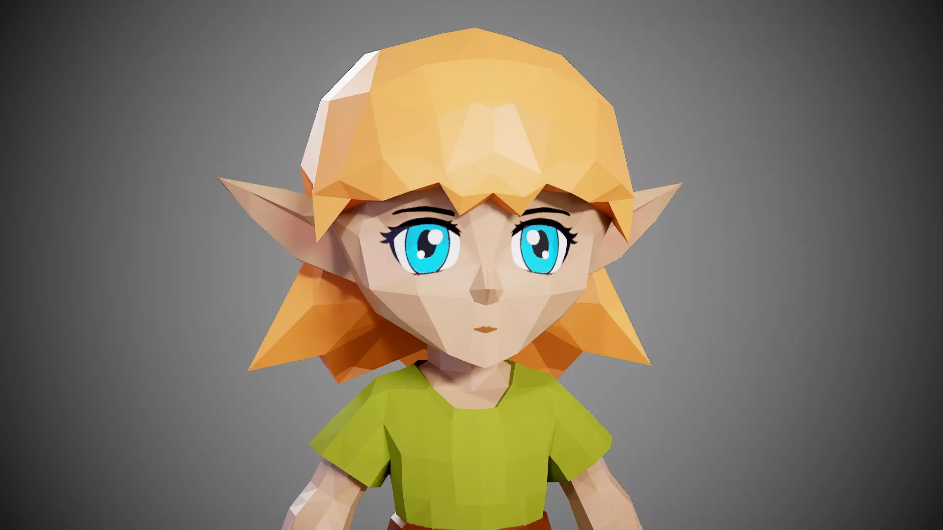 Elf girl lowpoly Low-poly 3D model_7