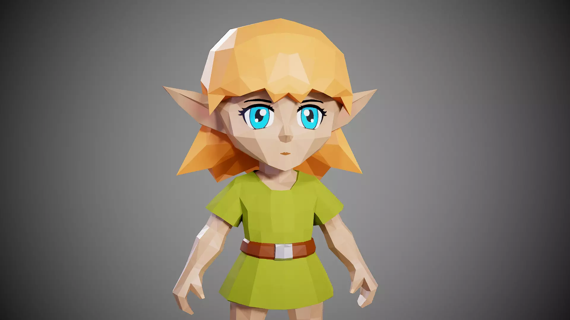 Elf girl lowpoly Low-poly 3D model_6