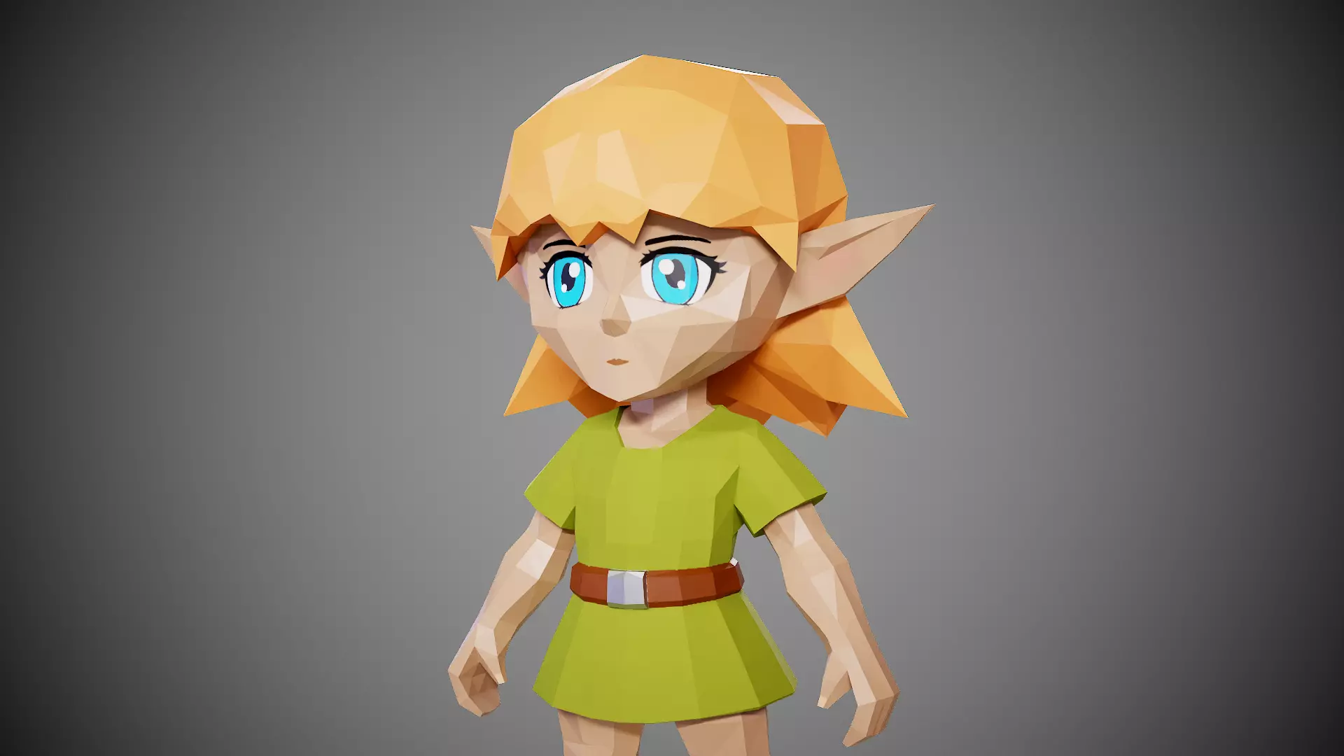 Elf girl lowpoly Low-poly 3D model_9