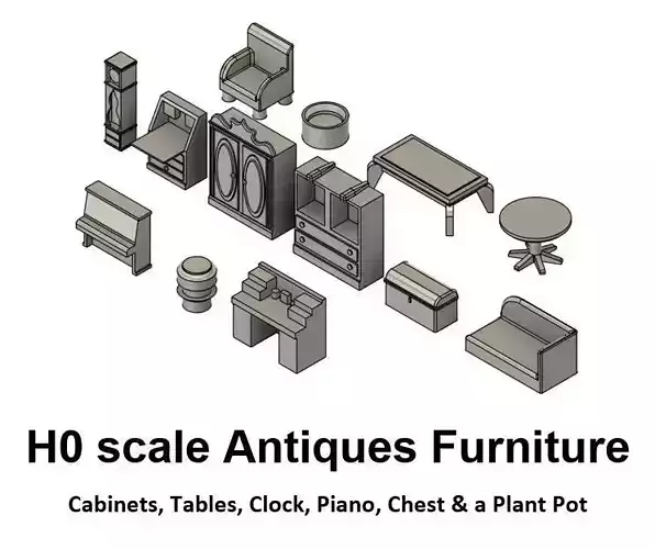 Antiques Furniture - H0 Scale 3D print model