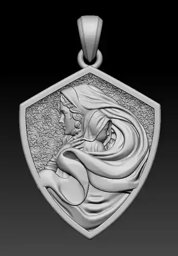Lady Shield Pendant 3D Model 3D print model