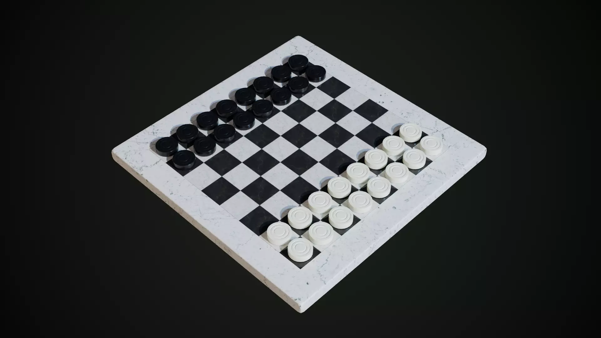 Marble Checkers Game Board 3D model
