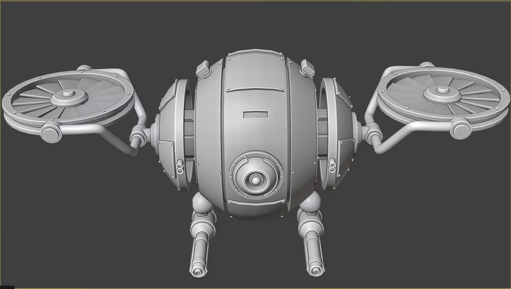 SciFi Machanical Robot Low-poly 3D model_9