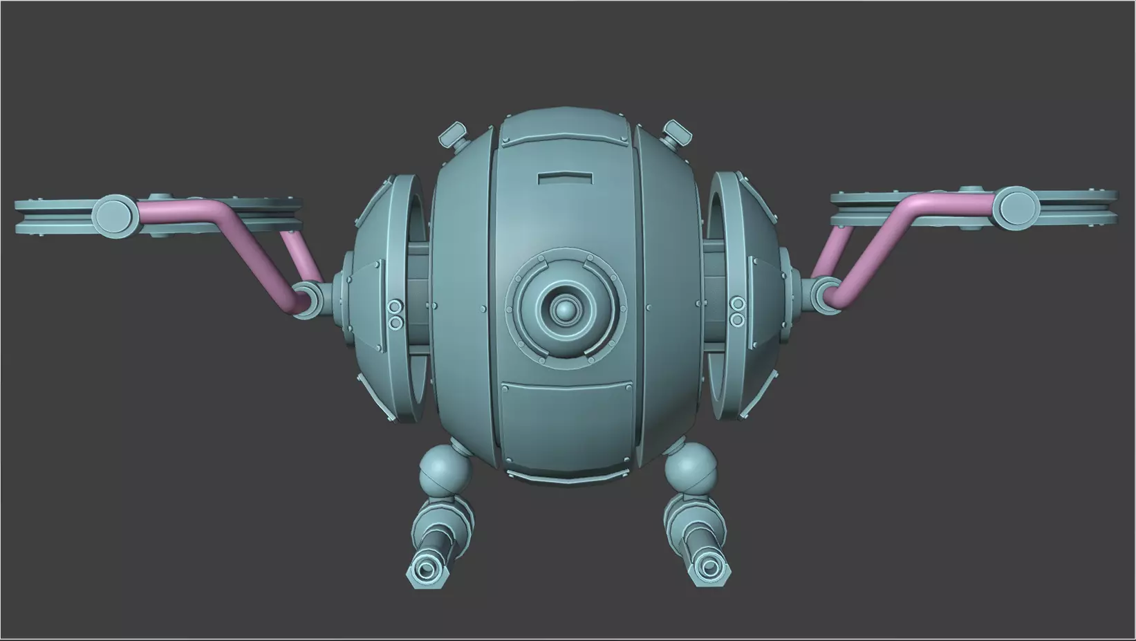SciFi Machanical Robot Low-poly 3D model_4