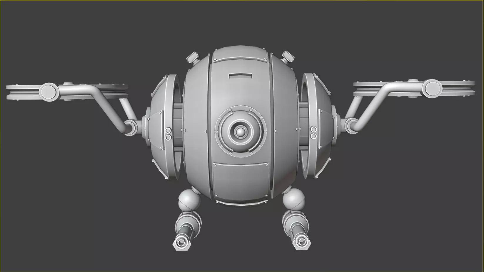 SciFi Machanical Robot Low-poly 3D model_3
