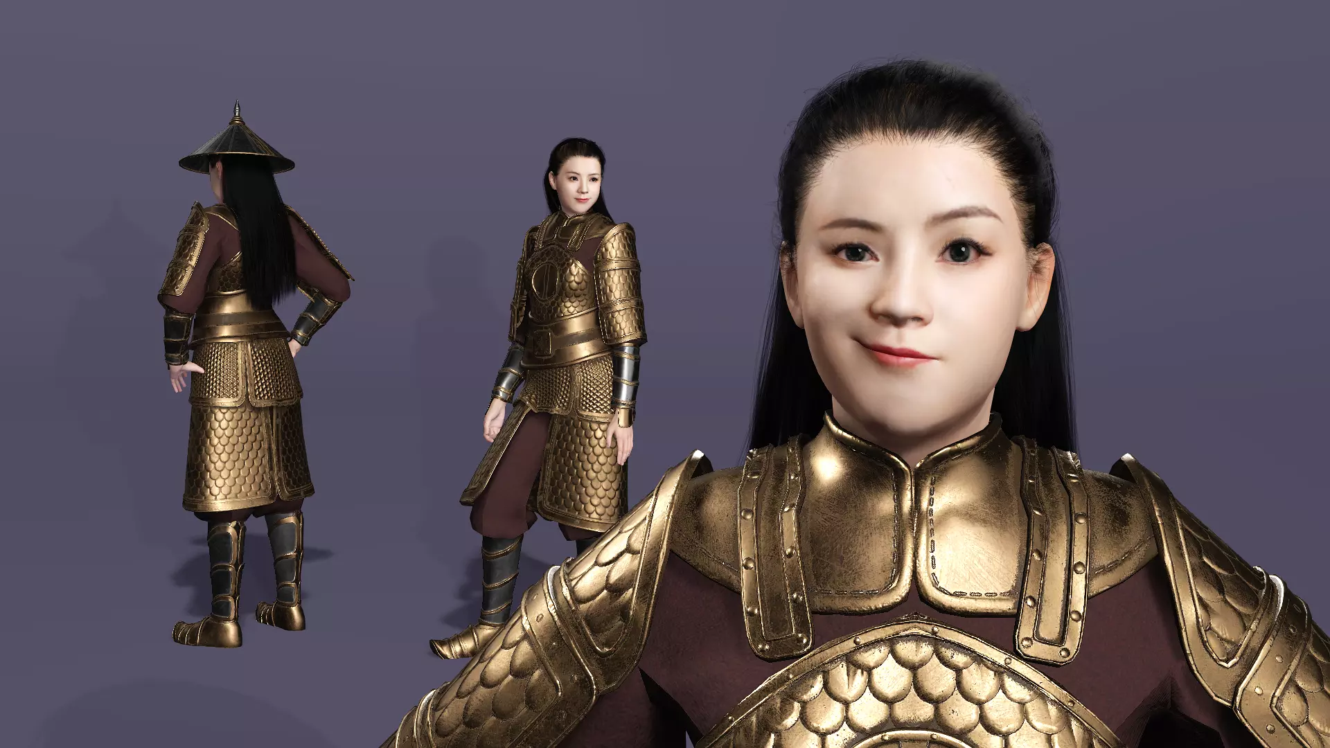 Realistic Oriental Young General Mulan MaChao  LuoCheng Prince Low-poly 3D model_12