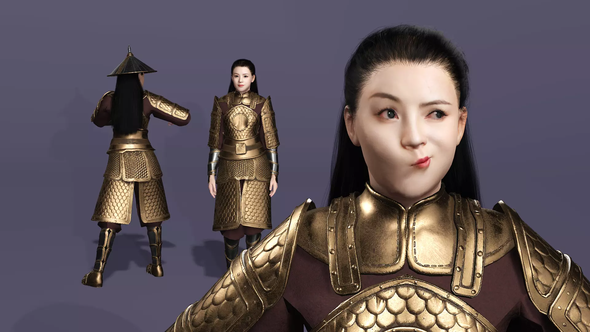 Realistic Oriental Young General Mulan MaChao  LuoCheng Prince Low-poly 3D model_16