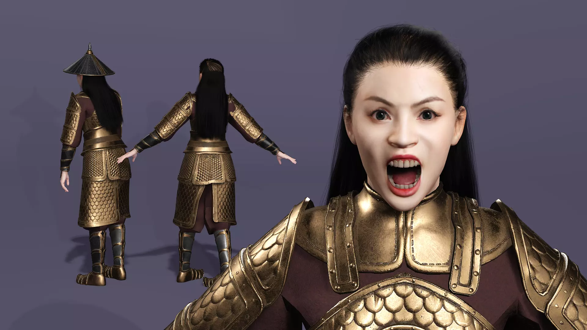 Realistic Oriental Young General Mulan MaChao  LuoCheng Prince Low-poly 3D model_5