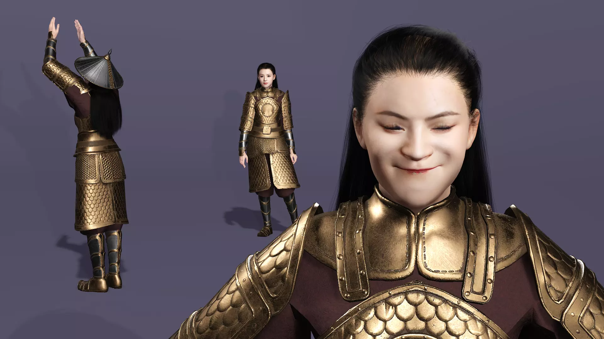 Realistic Oriental Young General Mulan MaChao  LuoCheng Prince Low-poly 3D model_14