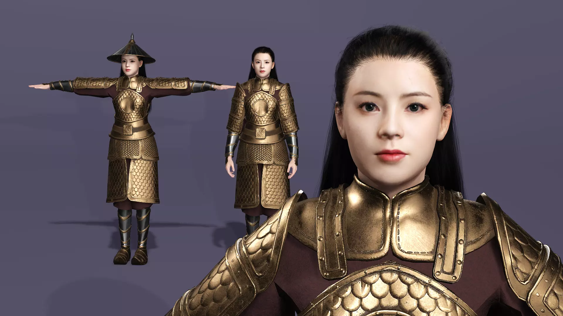 Realistic Oriental Young General Mulan MaChao  LuoCheng Prince Low-poly 3D model_0