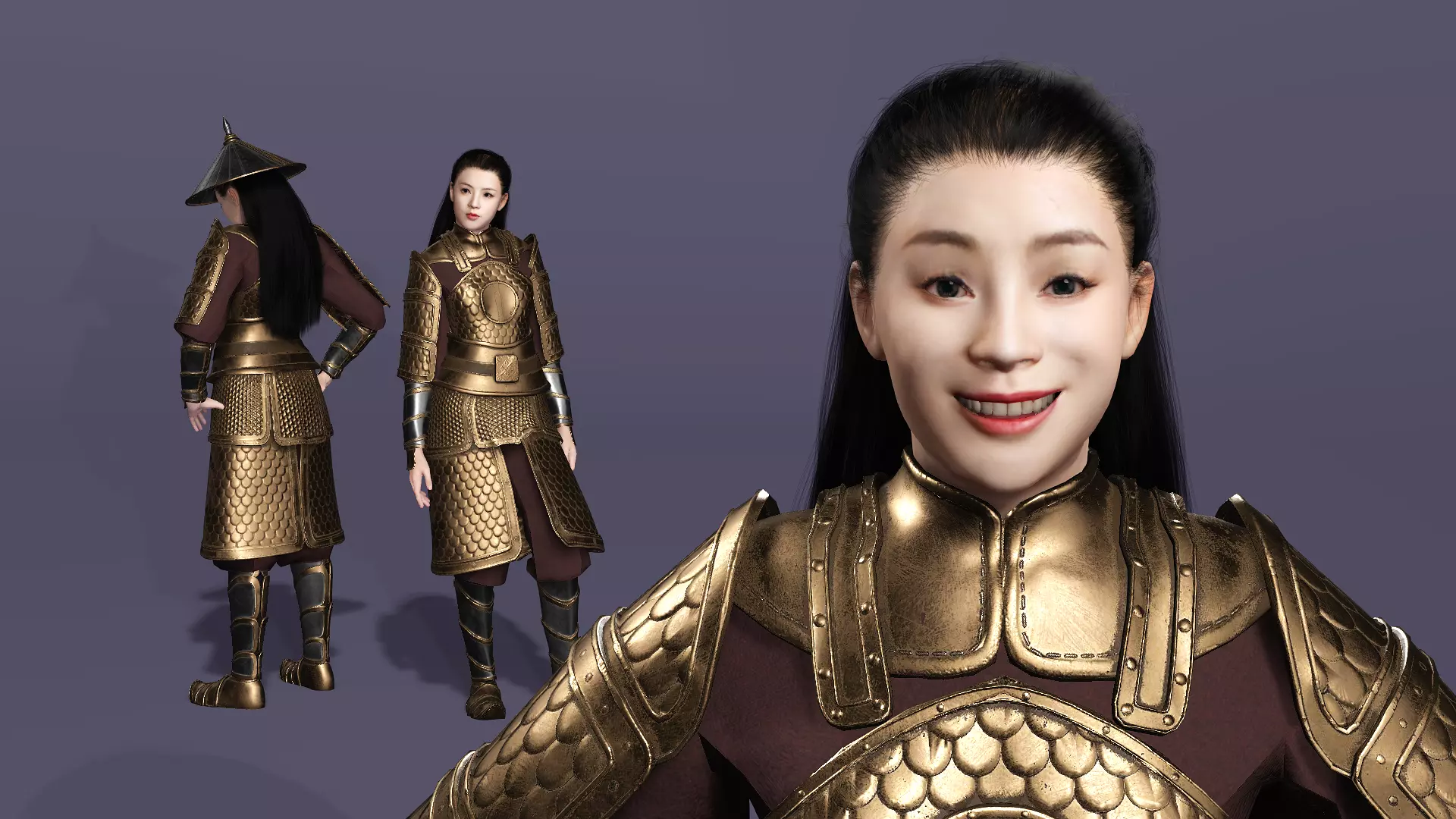 Realistic Oriental Young General Mulan MaChao  LuoCheng Prince Low-poly 3D model_6
