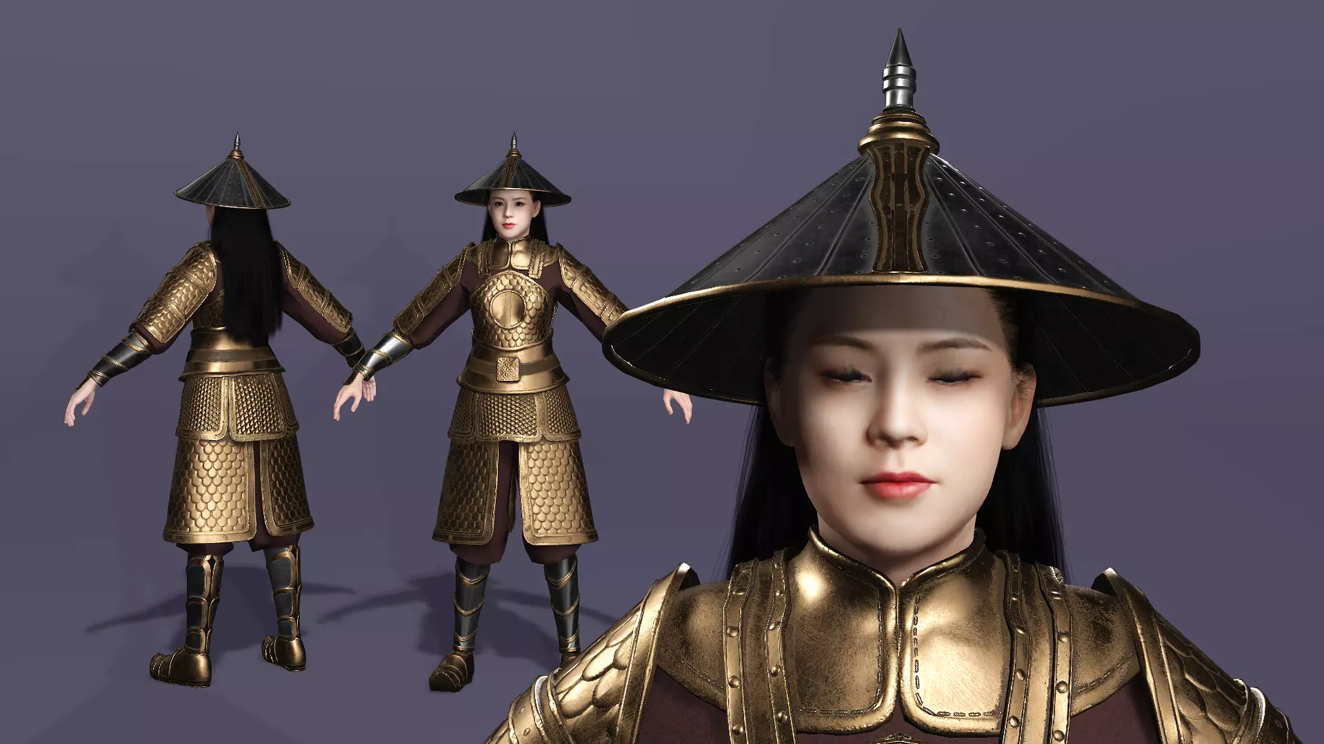 Realistic Oriental Young General Mulan MaChao  LuoCheng Prince Low-poly 3D model_1