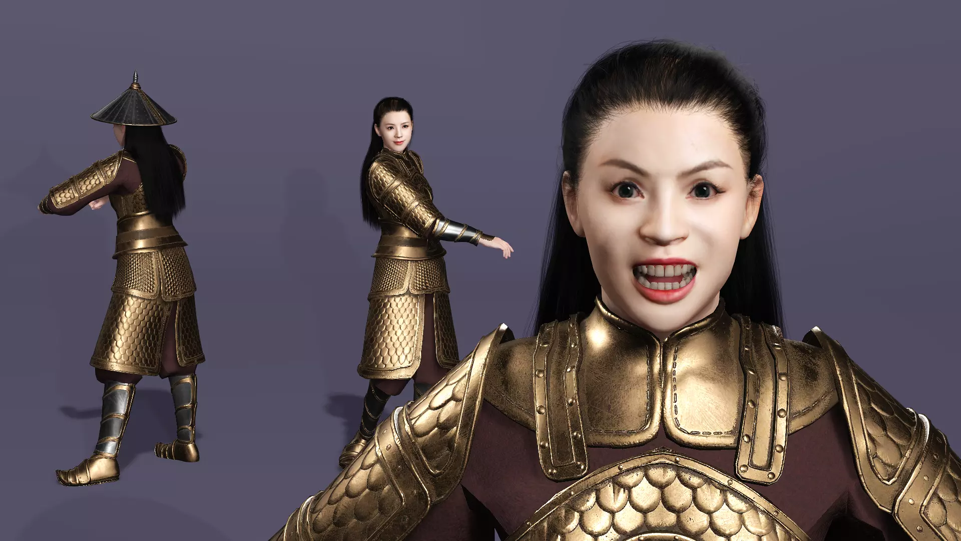 Realistic Oriental Young General Mulan MaChao  LuoCheng Prince Low-poly 3D model_4