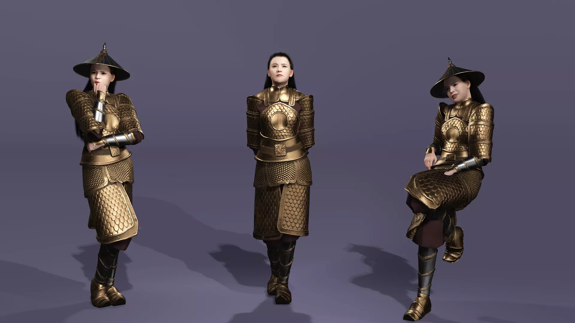 Realistic Oriental Young General Mulan MaChao  LuoCheng Prince Low-poly 3D model_10