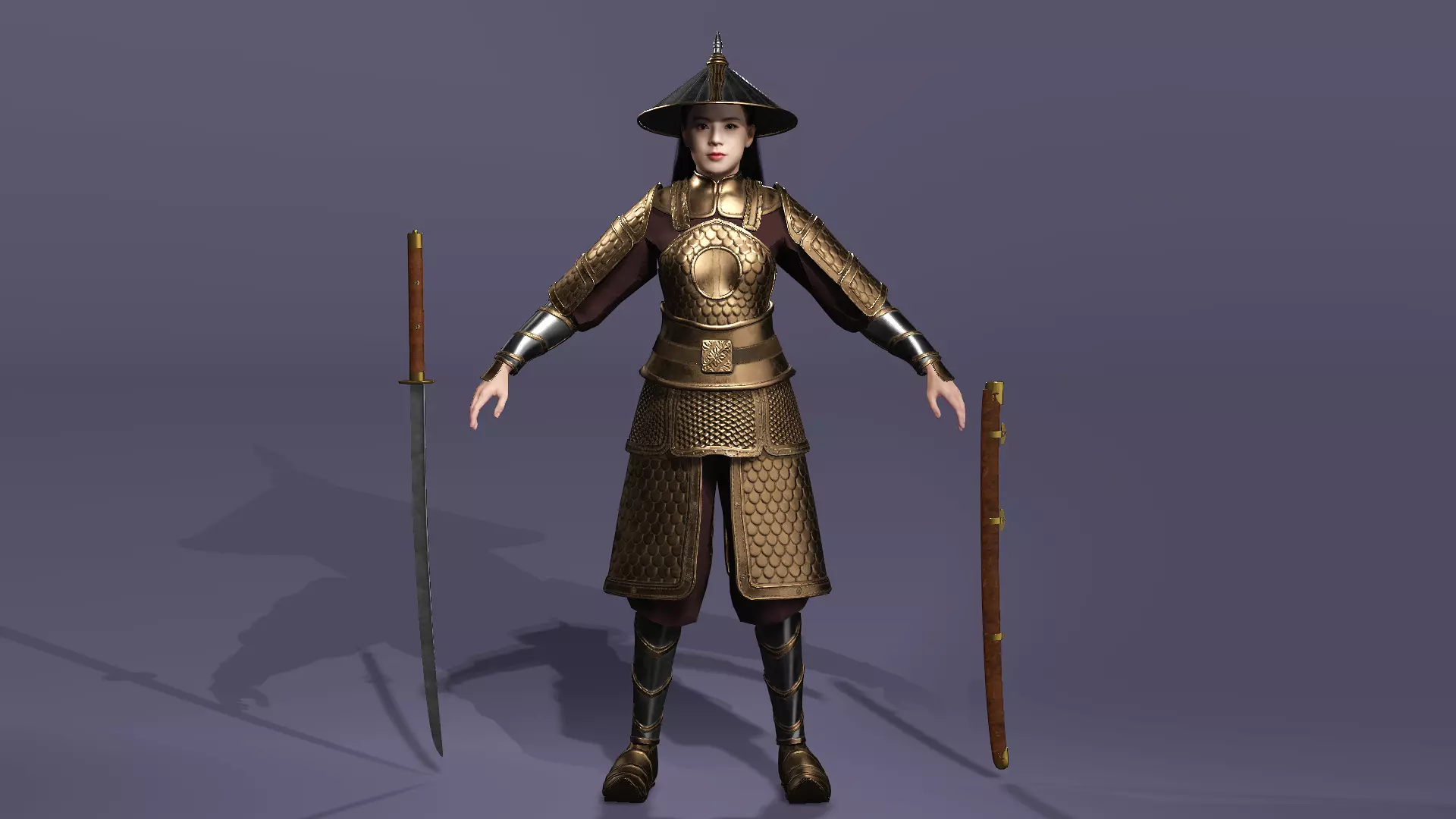 Realistic Oriental Young General Mulan MaChao  LuoCheng Prince Low-poly 3D model_3