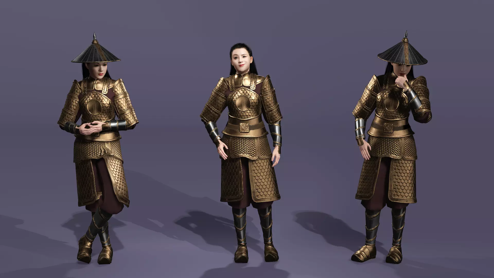 Realistic Oriental Young General Mulan MaChao  LuoCheng Prince Low-poly 3D model_9