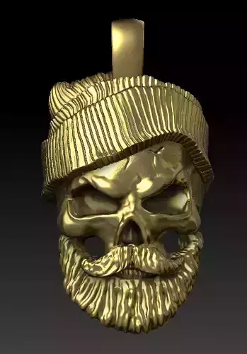 Bearded Skull Pendant 3D Model