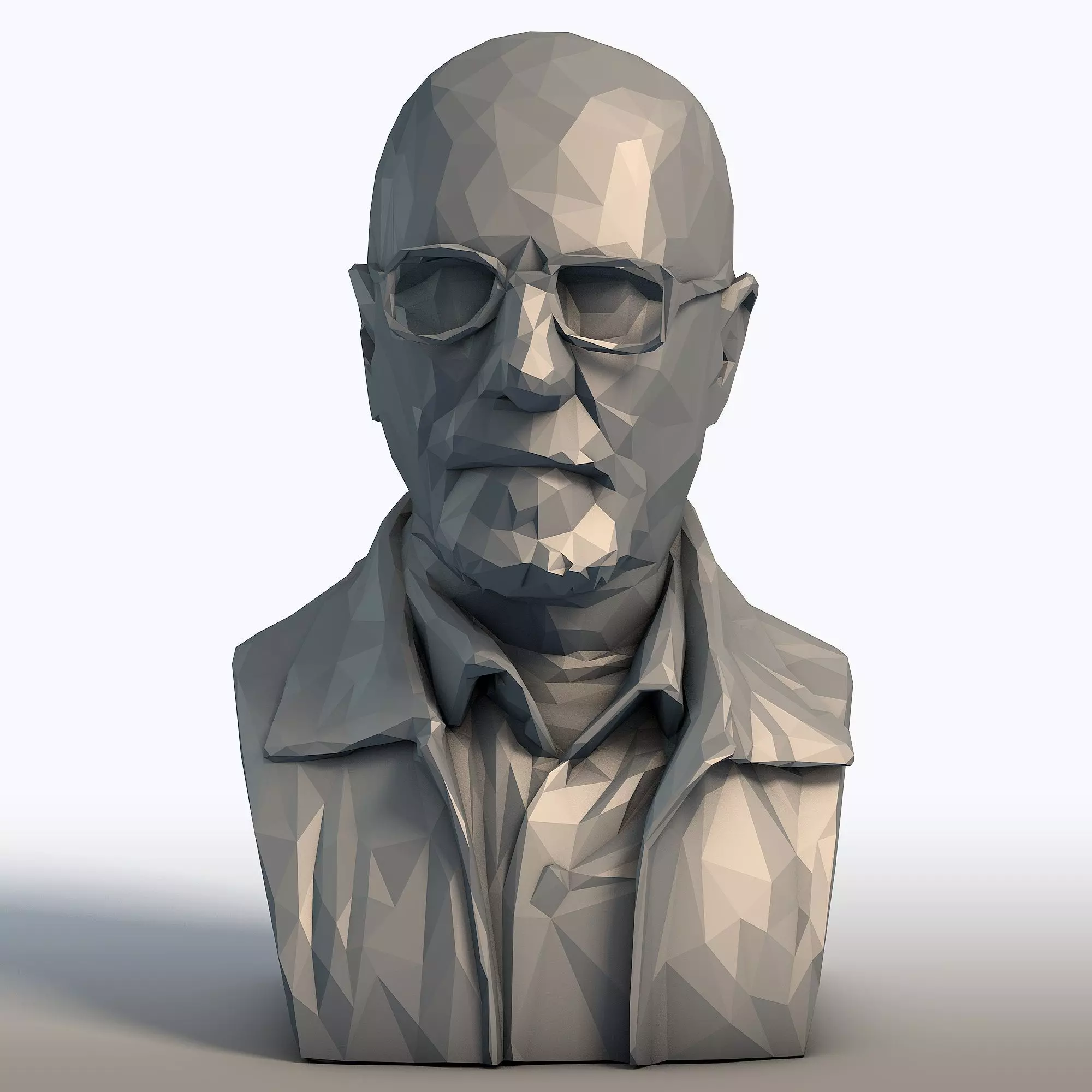 Walter White Bust Breaking Bad Heisenberg Low Poly Sculpture 3D print model_0