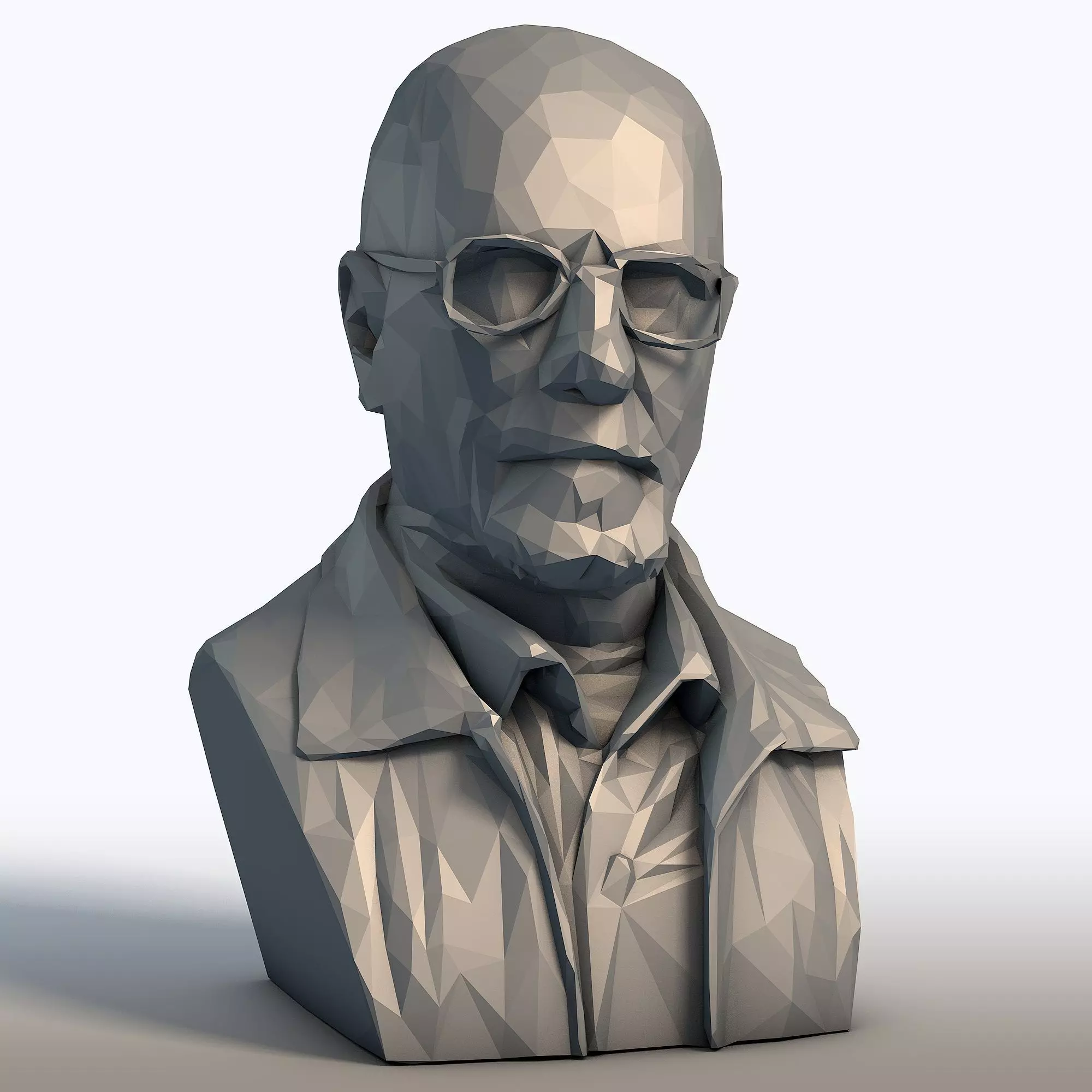 Walter White Bust Breaking Bad Heisenberg Low Poly Sculpture 3D print model_7
